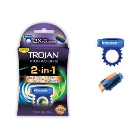 Trojan 2-in-1 Vibrating Ring + Finger Massager