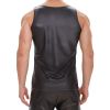 Men Sexy Leather Tank Top, Shiny Soft Matte Leather