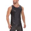 Men Sexy Leather Tank Top, Shiny Soft Matte Leather